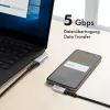 LogiLink CU0472 USB 3.2 Gen1 Type-C kabelis, A/M 90° į C/M 90°, 5 Gbps, 60 W, metalinis, sidabrinis/juodas, 1,5 m