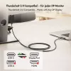 Logilink CUA0131 USB 3.2 Gen2 Type-C kabelis, C/M į DP/M, 8K/60 Hz, nailonas, metalas, juodas, 2 m