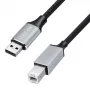 Logilink CU0107 USB 2.0 kabelis, USB-A/M į USB-B/M, 480 Mbps, nailonas, metalas, juodas/sidabrinis, 2 m