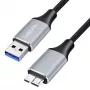 Logilink CU0291 USB 3.0 kabelis, A/M į Micro-USB/M, 5 Gbps, nailonas, metalas, juodas/sidabrinis, 2 m