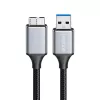 Logilink CU0291 USB 3.0 kabelis, A/M į Micro-USB/M, 5 Gbps, nailonas, metalas, juodas/sidabrinis, 2 m