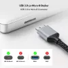 Logilink CU0291 USB 3.0 kabelis, A/M į Micro-USB/M, 5 Gbps, nailonas, metalas, juodas/sidabrinis, 2 m