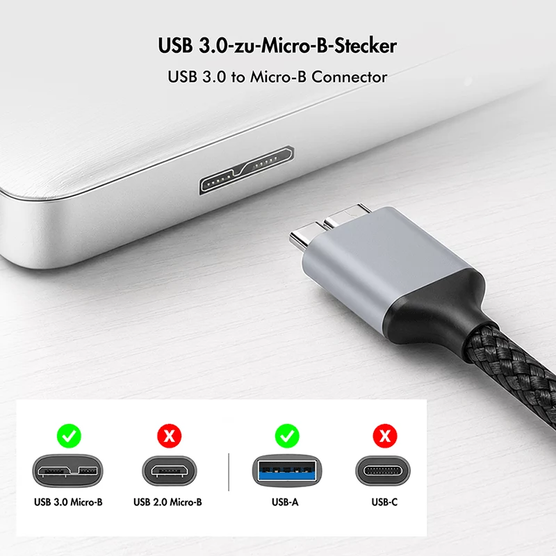 Logilink CU0291 USB 3.0 kabelis, A/M į Micro-USB/M, 5 Gbps, nailonas, metalas, juodas/sidabrinis, 2 m