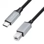 Logilink CU0515 USB 2.0 Type-C kabelis, C/M į B/M, 480 Mbps, nailonas, metalas, juodas/sidabrinis, 2 m
