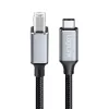 Logilink CU0515 USB 2.0 Type-C kabelis, C/M į B/M, 480 Mbps, nailonas, metalas, juodas/sidabrinis, 2 m