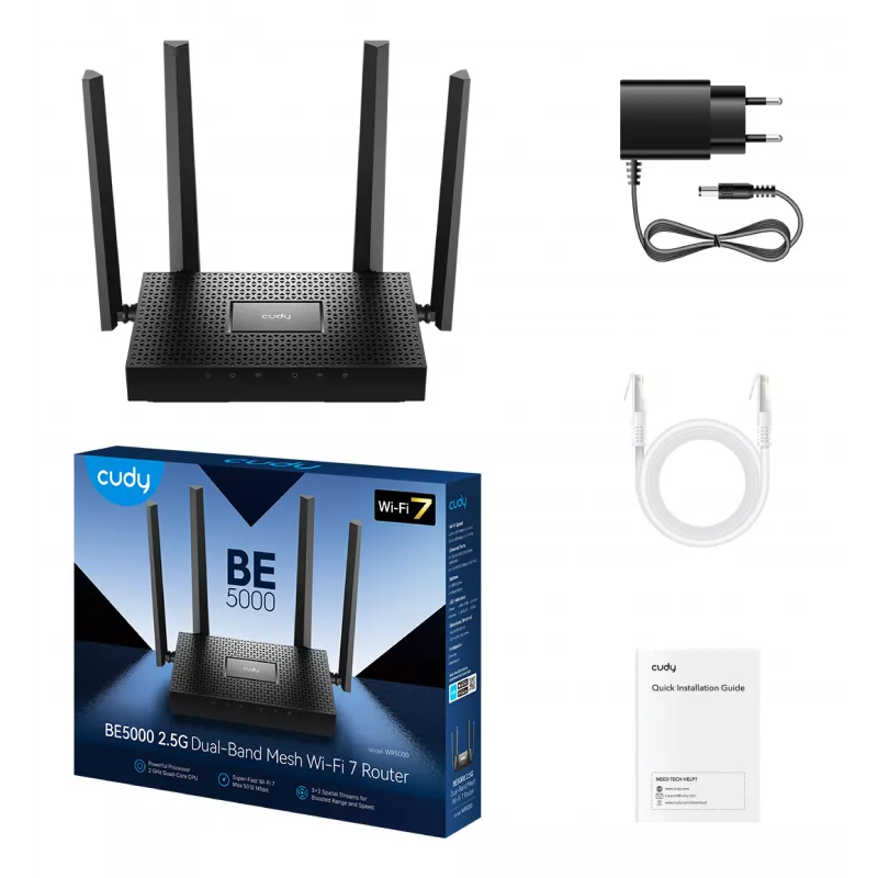 CUDY WR5000 BE5000 2.5G Wi-Fi 7 mesh maršrutizatorius, 4.32 Gbps