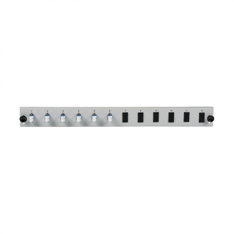 EFB Elektronik SB-FP-6SC-S-OM4 stovo tvirtinimo šviesolaidinė priekinė panelė, 1U, pilka, metalinė, 432 mm