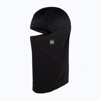 BUFF Tech Fleece balaklava su atverčiama dalimi, vientisa juoda