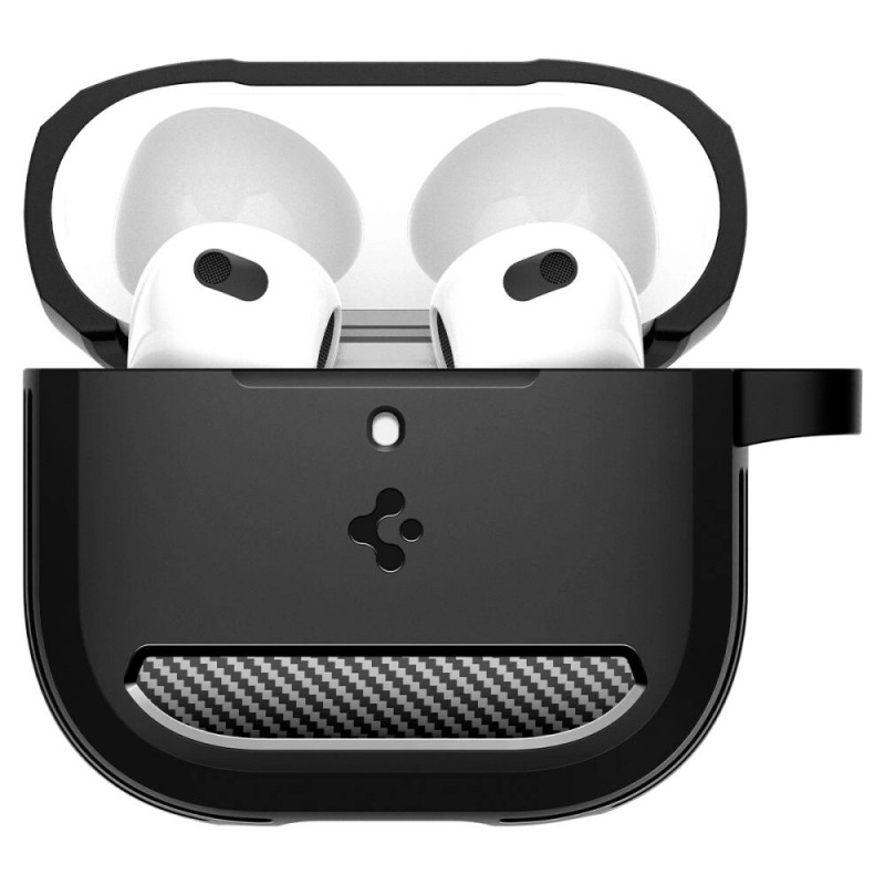 Spigen tvirtas apsauginis dėklas, skirtas Apple AirPods 4, matinė juoda
