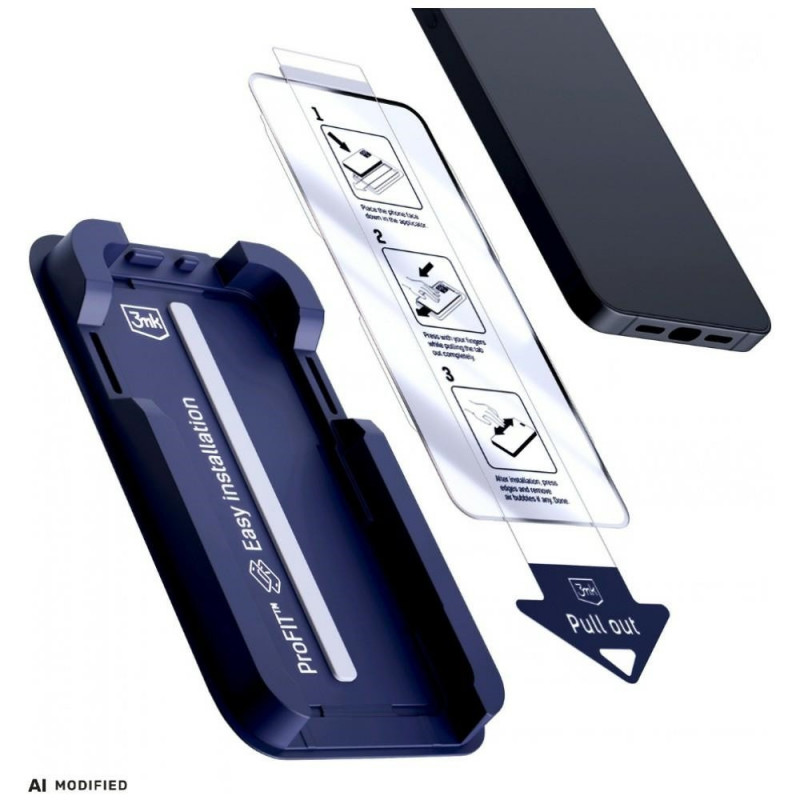3MK HardGlass Max grūdintas stiklas su aplikatoriumi, skirtas Apple iPhone 15 / 16, juodas