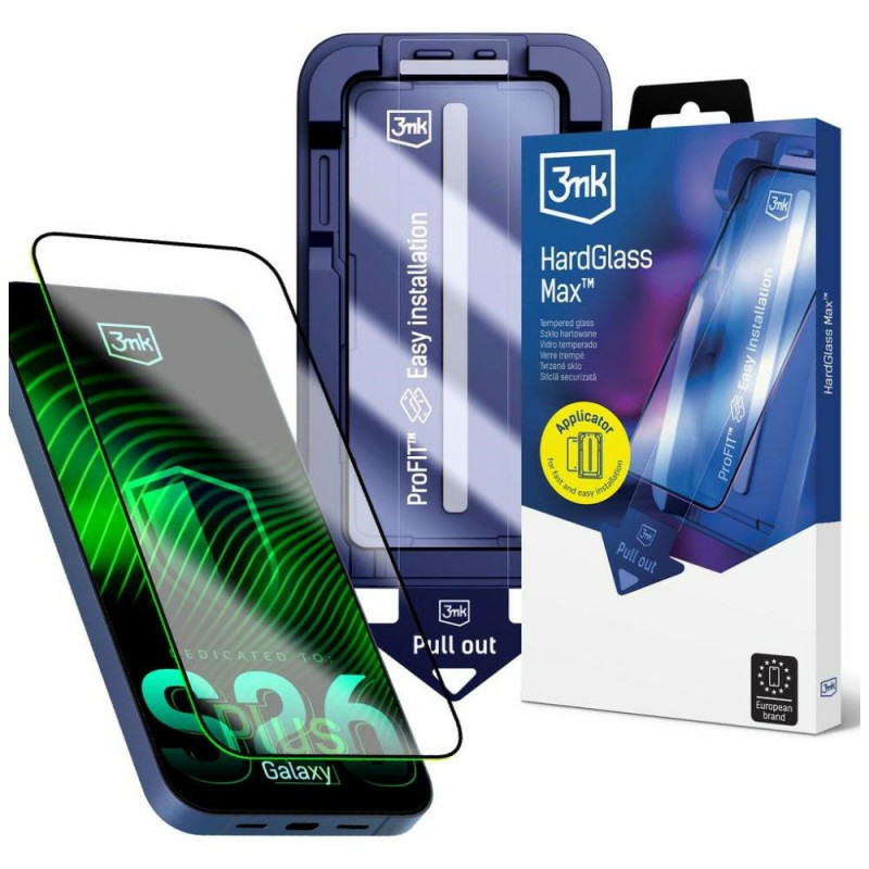 3MK HardGlass Max grūdintas stiklas, skirtas Samsung Galaxy S26+, permatomas
