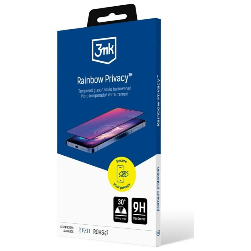 3MK Rainbow Privacy grūdintas privatumo stiklas, skirtas Apple iPhone 17e / 16e