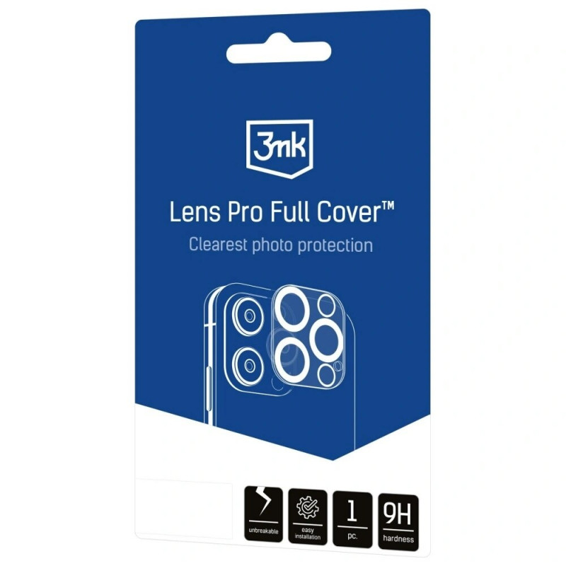 3MK Lens Pro Full Cover grūdintas fotoaparato objektyvo stiklas, skirtas Apple iPhone Air