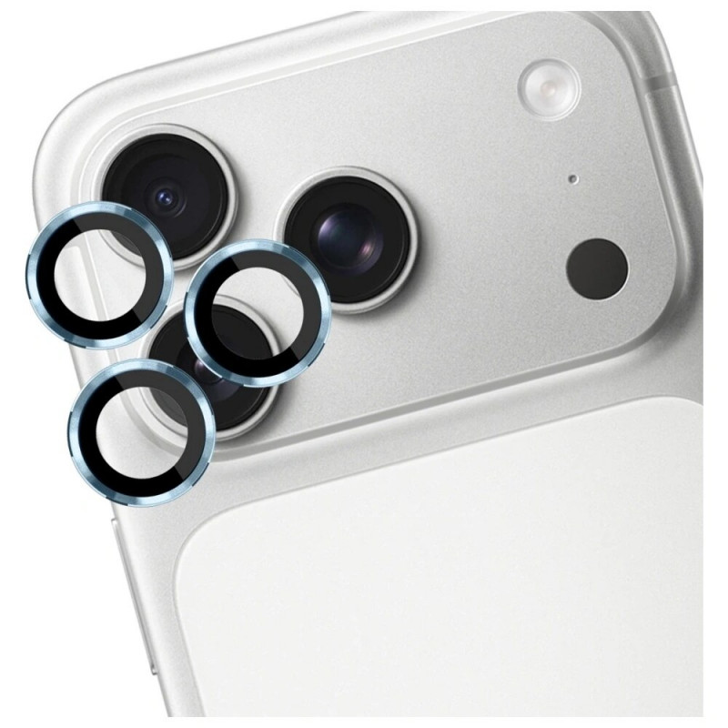3MK Lens Protection Pro fotoaparato objektyvo grūdintas stiklas, skirtas Apple iPhone 17 Pro / 17 Pro Max, šviesiai mėlynas