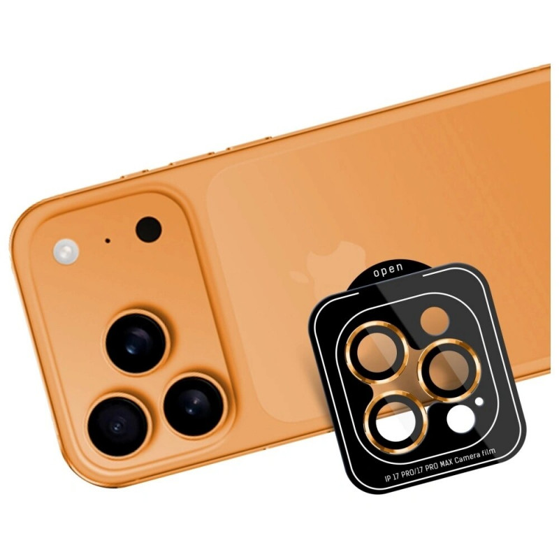 3MK Lens Protection Pro fotoaparato objektyvo grūdintas stiklas, skirtas Apple iPhone 17 Pro / 17 Pro Max, oranžinis