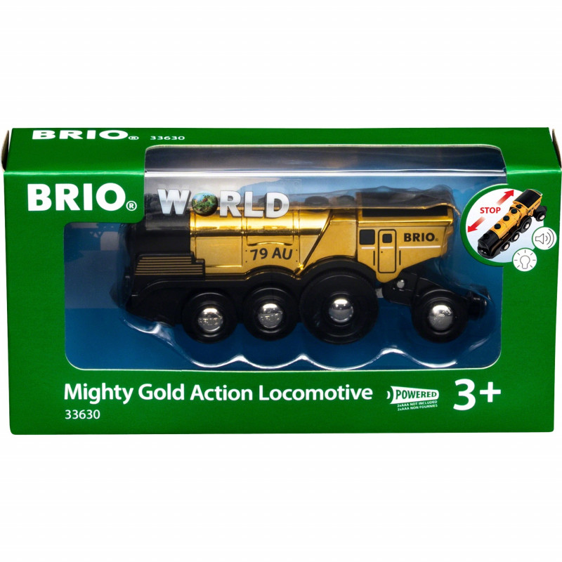 BRIO World auksinis akumuliatorinis lokomotyvas su šviesa ir garsu (33630)