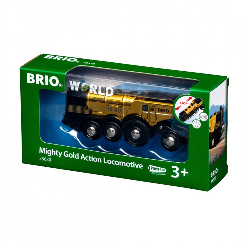 BRIO World auksinis akumuliatorinis lokomotyvas su šviesa ir garsu (33630)