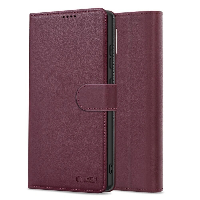 Tech-Protect piniginės tipo dėklas Xiaomi Redmi Note 15 Pro 5G THP5097, Burgundy
