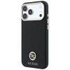 Guess GUE005537-0 Grained Round Strass Logo MagSafe dėklas, skirtas Apple iPhone 18 Pro Max / 17 Pro Max, juodas