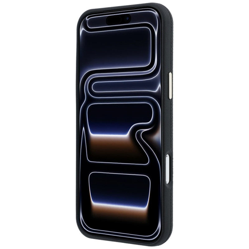 Guess GUE005537-0 Grained Round Strass Logo MagSafe dėklas, skirtas Apple iPhone 18 Pro Max / 17 Pro Max, juodas