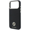 Guess GUE005537-0 Grained Round Strass Logo MagSafe dėklas, skirtas Apple iPhone 18 Pro Max / 17 Pro Max, juodas