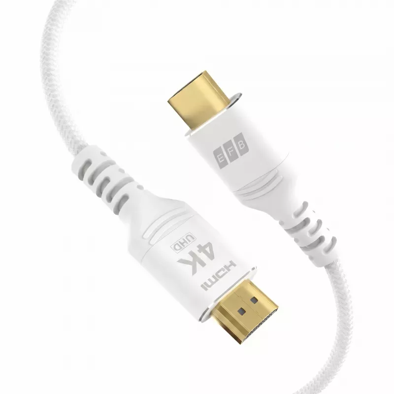 EFB Elektronik HDMI-20-00011 HDMI laidas High Speed su Ethernet, 4K60Hz, 18 Gbit/s, 0.5 m, baltas, suderinamas su HDMI 2.0