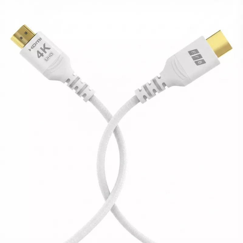 EFB Elektronik HDMI-20-00013 HDMI kabelis High Speed su Ethernet, 4K60Hz, 18 Gbit/s, 2 m, baltas, suderinamas su HDMI 2.0