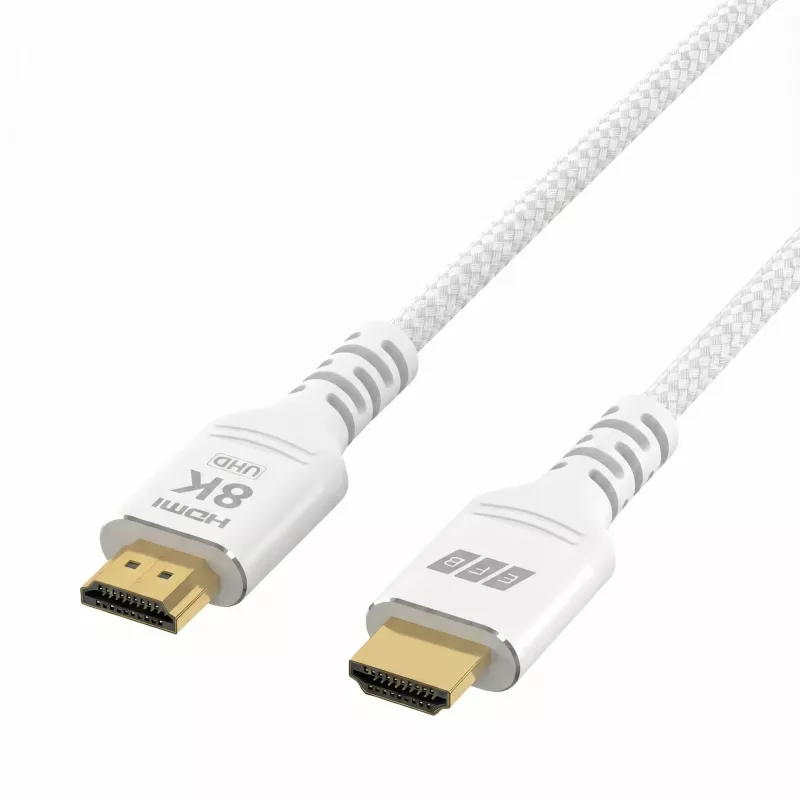 EFB Elektronik HDMI-21-00011 HDMI kabelis Ultra High Speed, 8K60Hz, 48 Gbit/s, 2 m, baltas, suderinamas su HDMI 2.1/2.0