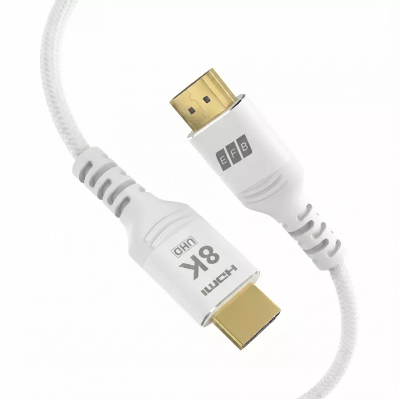 EFB Elektronik HDMI-21-00012 HDMI kabelis Ultra High Speed, 8K60Hz, 48 Gbit/s, 3 m, baltas, suderinamas su HDMI 2.1/2.0