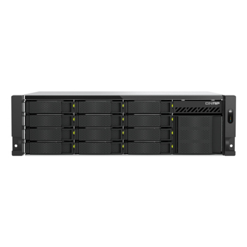 QNAP TS-h1655XeU-RP-8G 16 skyrių negilus spintinis NAS, 8 GB RAM, 2x 10GbE, rezervinis maitinimo šaltinis
