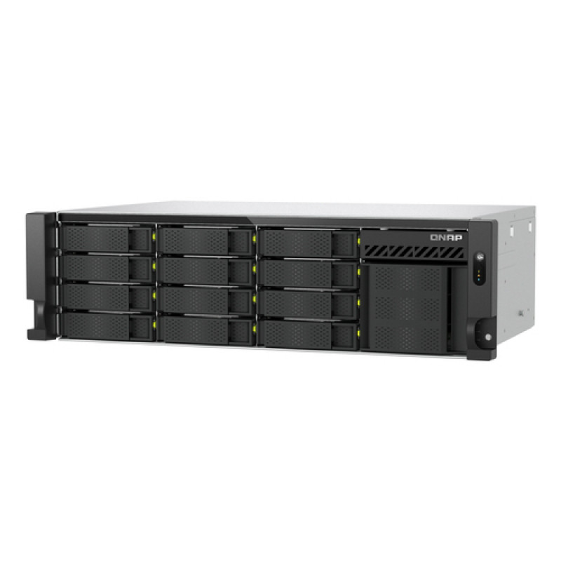 QNAP TS-h1655XeU-RP-8G 16 skyrių negilus spintinis NAS, 8 GB RAM, 2x 10GbE, rezervinis maitinimo šaltinis