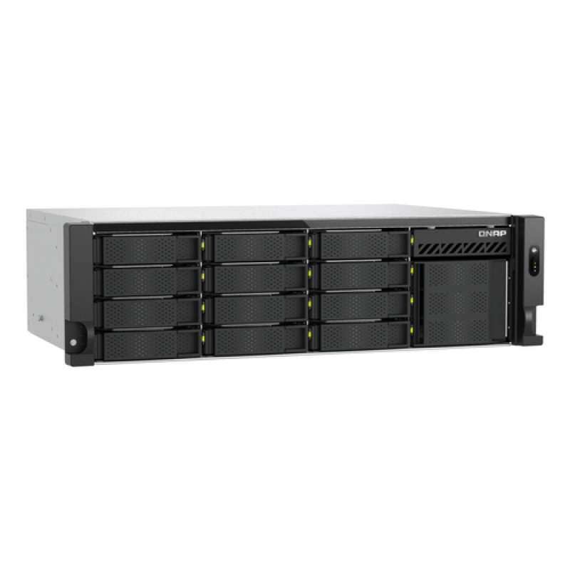 QNAP TS-h1655XeU-RP-8G 16 skyrių negilus spintinis NAS, 8 GB RAM, 2x 10GbE, rezervinis maitinimo šaltinis