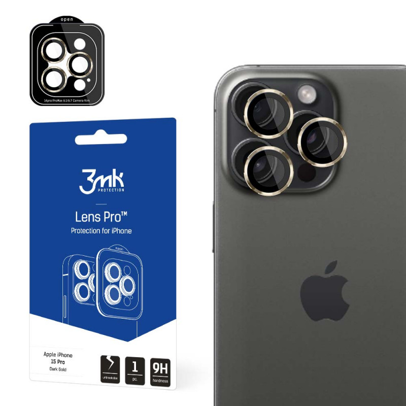 3MK Lens Protection Pro Apple iPhone 15 Pro, tamsiai auksinė