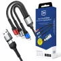 3MK Hyper Cable N-SERIES 6in1 USB-C / USB-A į USB-C / MicroUSB / Lightning kabelis, QC 3.0, 18 W (9 V / 2 A), 1.2 m, juodas