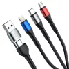 3MK Hyper Cable N-SERIES 6in1 USB-C / USB-A į USB-C / MicroUSB / Lightning kabelis, QC 3.0, 18 W (9 V / 2 A), 1.2 m, juodas