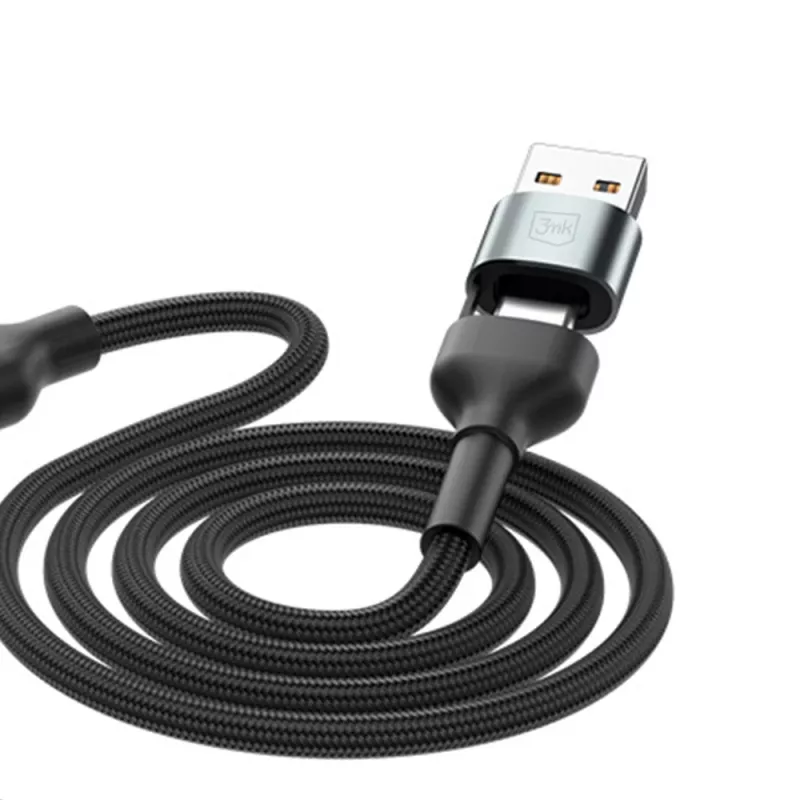 3MK Hyper Cable N-SERIES 6in1 USB-C / USB-A į USB-C / MicroUSB / Lightning kabelis, QC 3.0, 18 W (9 V / 2 A), 1.2 m, juodas