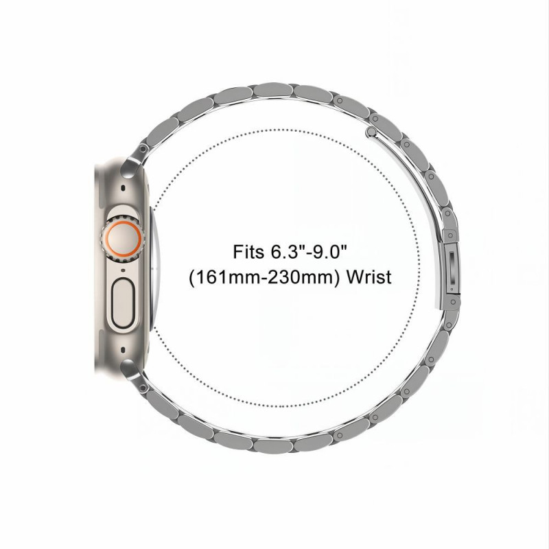 Tech-Protect Stainless nerūdijančio plieno dirželis, skirtas Apple Watch 8 / 9 / 10 / 11 / 12 / SE / Ultra (44 / 45 / 46 / 49 mm), sidabrinis