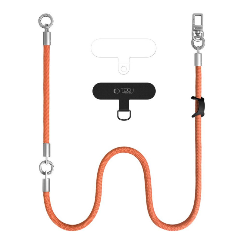 Tech-Protect C10S Rope Crossbody & Wrist telefono dirželių rinkinys, oranžinė/titano
