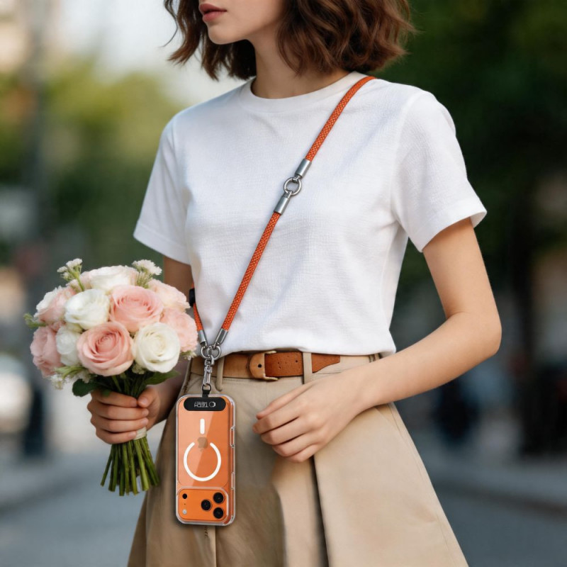 Tech-Protect C10S Rope Crossbody & Wrist telefono dirželių rinkinys, oranžinė/titano