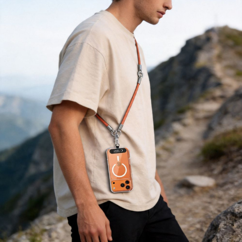 Tech-Protect C10S Rope Crossbody & Wrist telefono dirželių rinkinys, oranžinė/titano