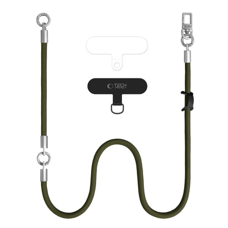 Tech-Protect C10S Rope Crossbody & Wrist telefono dirželių rinkinys, alyvuogių žalia/titano
