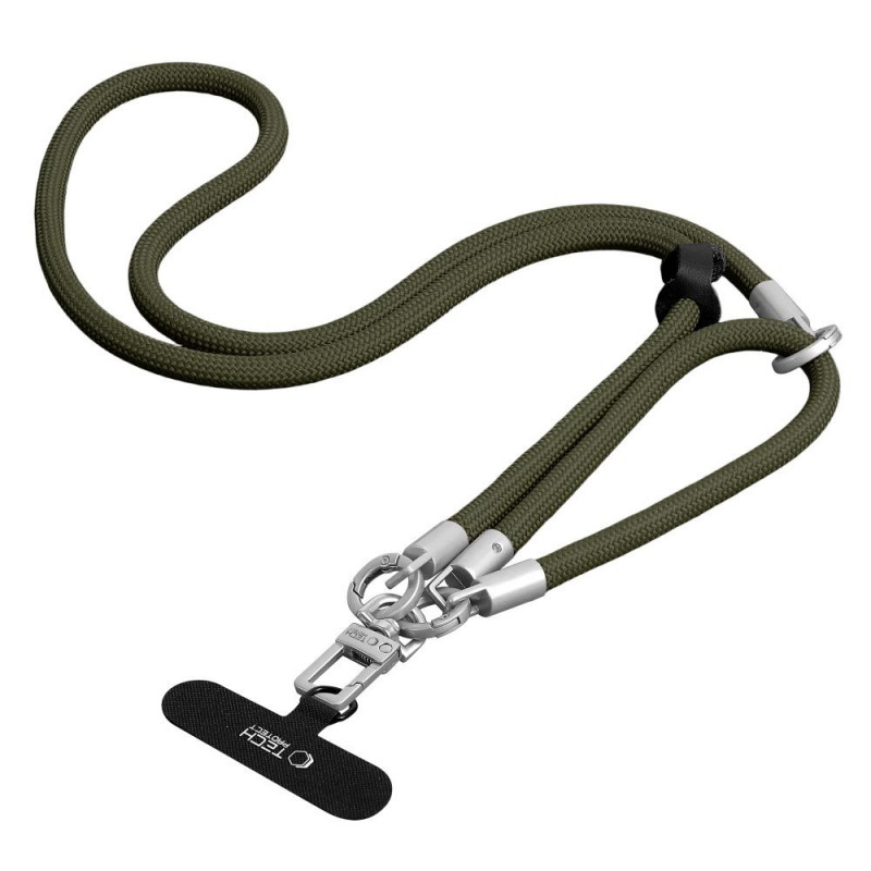 Tech-Protect C10S Rope Crossbody & Wrist telefono dirželių rinkinys, alyvuogių žalia/titano