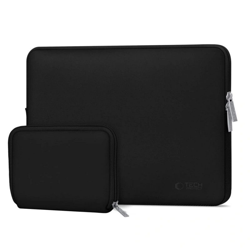 Tech-Protect NeoSlim THP3383 nešiojamojo kompiuterio 13-14 colių dėklas su aksesuarų krepšeliu, juodas