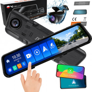 ORLLO Autoplay PRO 4K priekinė ir galinė automobilinė vaizdo kamera, GPS, Wi-Fi