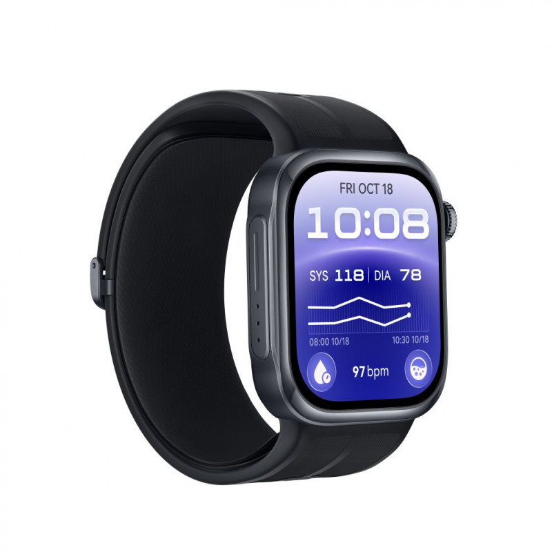 Huawei Watch D3 Riva-B10 46 mm išmanusis laikrodis, aliuminio korpusas, guminė apyrankė, juodas (55020KBU)