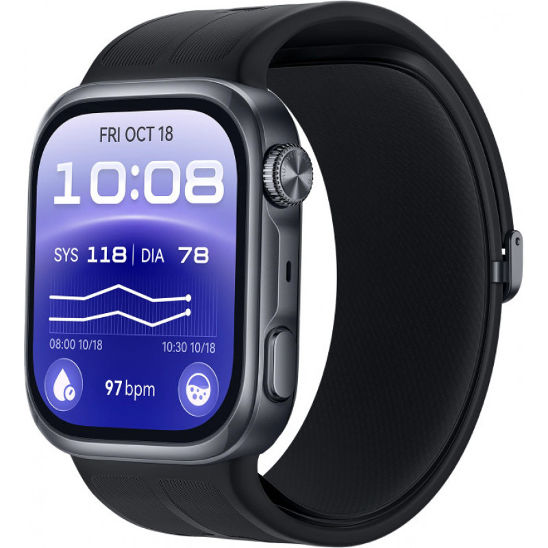Huawei Watch D3 Riva-B10 46 mm išmanusis laikrodis, aliuminio korpusas, guminė apyrankė, juodas (55020KBU)