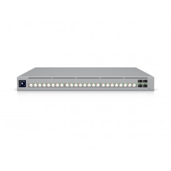 Ubiquiti UniFi komutatorius 32x 2.5G RJ45 / 16x 10G RJ45 / 4x SFP28, valdomas, montuojamas 19″ stove, 1.3″ jutiklinis ekranas