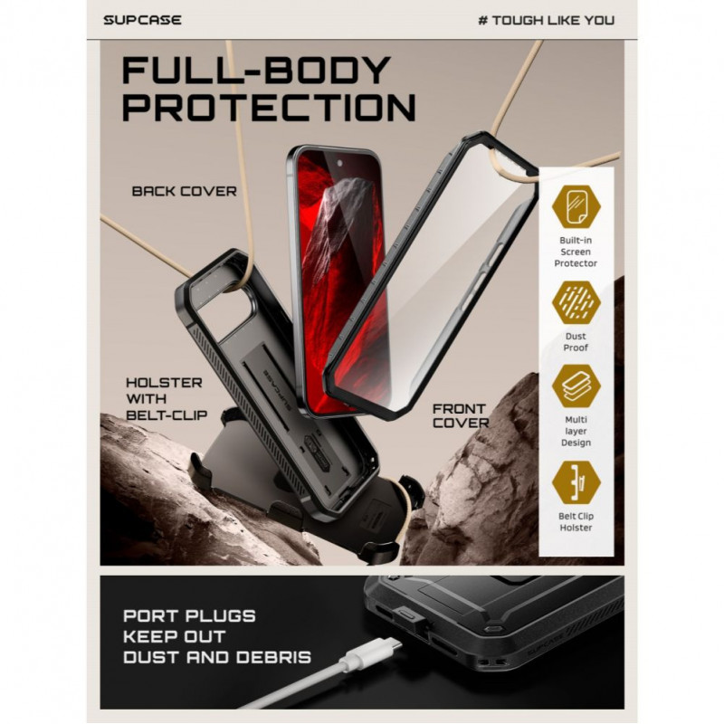 Supcase Unicorn Beetle Pro dėklas Google Pixel 11 Pro, juodas