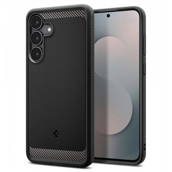 Spigen Rugged Armor dėklas, skirtas Samsung Galaxy S25 FE, matinė juoda