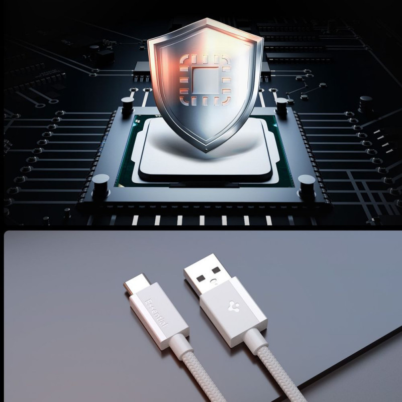 Spigen EB6015AC Essential USB-C kabelis 60W 150 cm, baltas